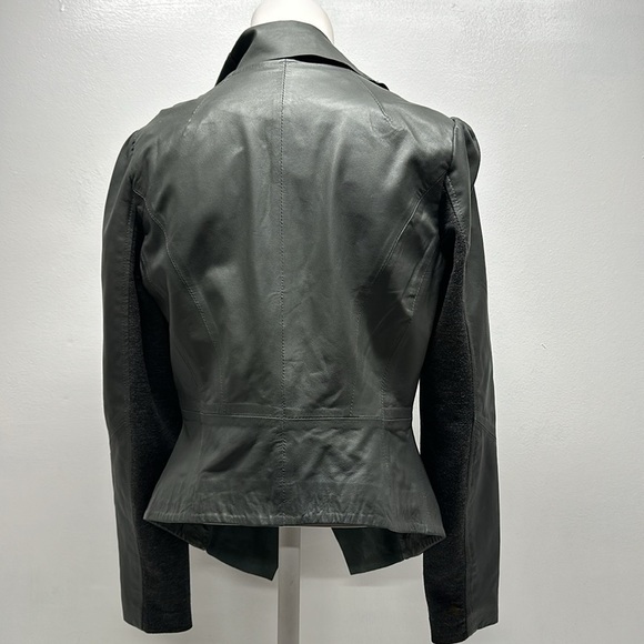 Bod And Christensen Jacket Genuine Leather Open Front Waterfall Hem Grey Small - Picture 3 of 7